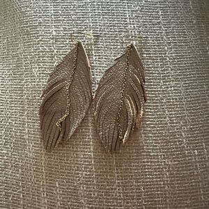 Bronze leather feather earrings